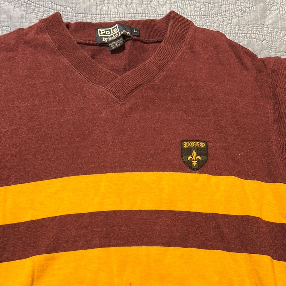 Polo by Ralph Lauren Maroon and Yellow Men's Sweater